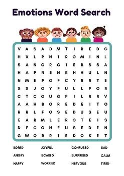 FEELINGS EMOTIONS Word Search Puzzle Worksheet Activity TPT