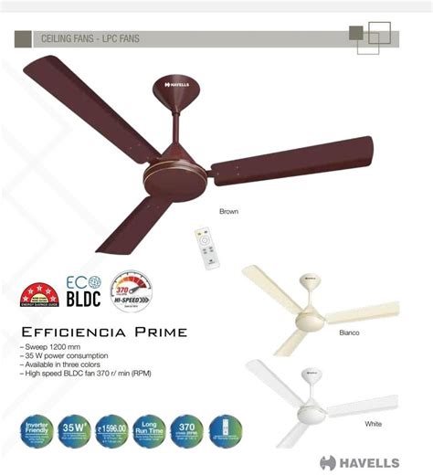 Brown 1200 Mm Havells Bldc Efficiencia Prime 380 RPM At Rs 2700 Piece