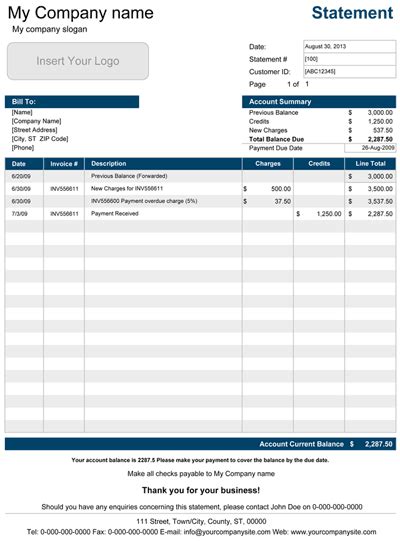 Statement of Account Templates | 12+ Free Docs, Xlsx & PDF Formats ...