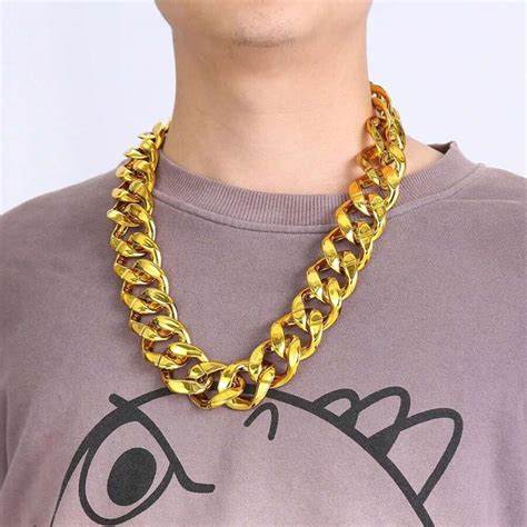 1 pièce Grand collier de style hip hop en fausse chaîne dorée