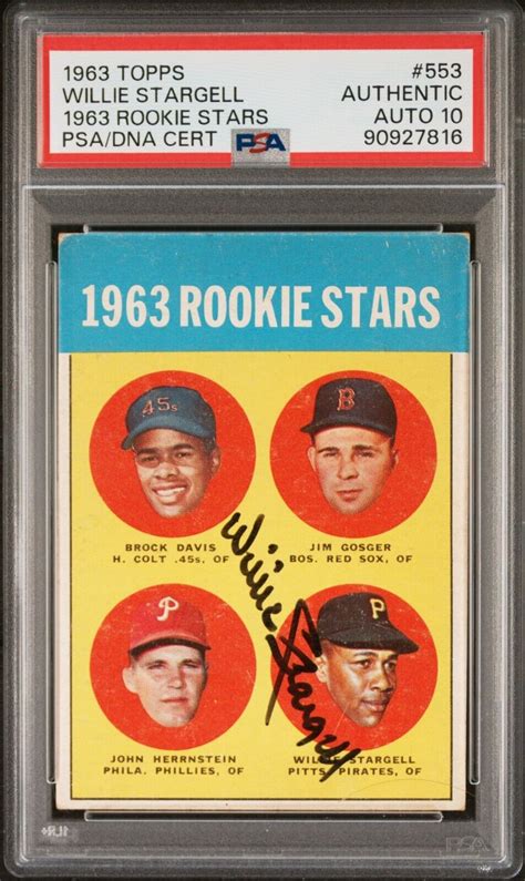 1963 Topps Willie Stargell Autograph Rookie RC 553 PSA DNA 10 Pirates