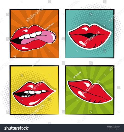 Set Sexy Female Lips Bubble Speech Stock Vector Royalty Free