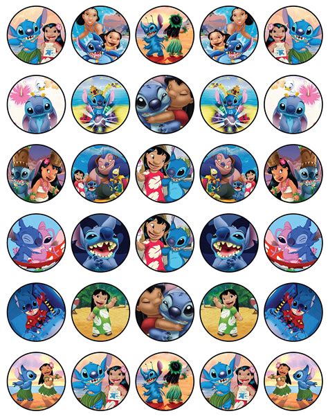 Buy 30 X Edible Cupcake Toppers Themed Of Lilo And Stich Collection Of