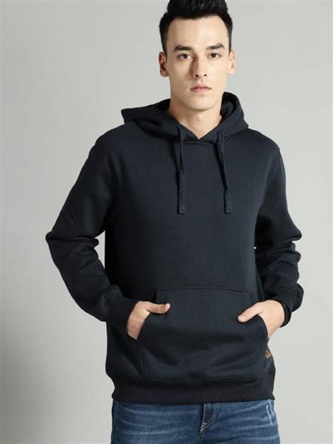 Buy Laycra Men Black Solid Hooded Sweatshirt Online At Best Prices In