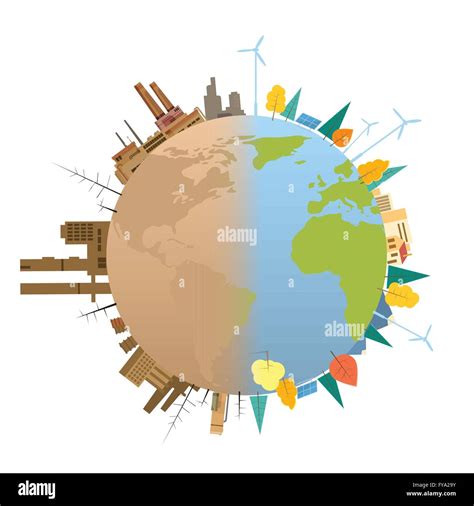 Clean Polluted Earth Planet Globe Im Genes Recortadas De Stock Alamy