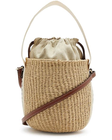 Chlo Woody Small Raffia Bucket Bag In Natural Lyst Uk