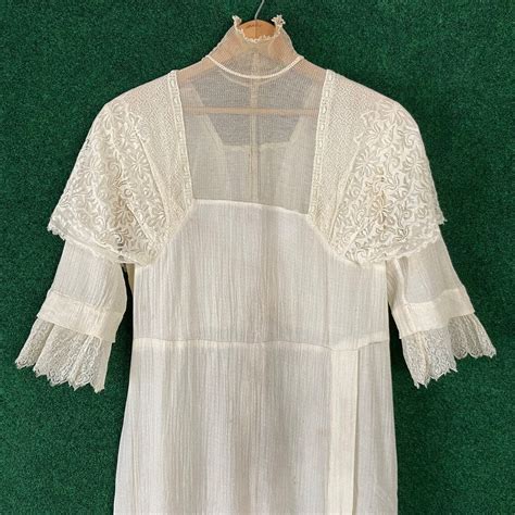 Antique Early S Edwardian Tea Dress Ivory Fabric Etsy