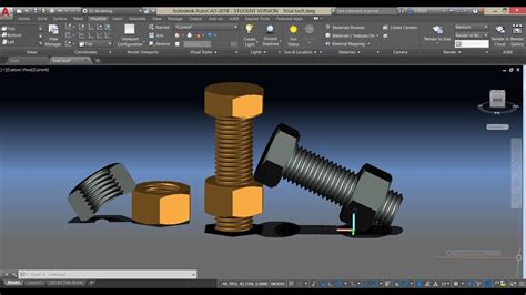 Hex Nuts And Bolts In Autocad 3D YouTube