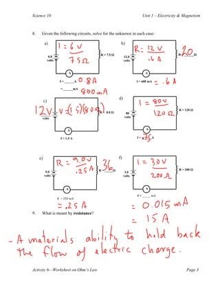 Ohms Laws Calculations Pdf Worksheets Library