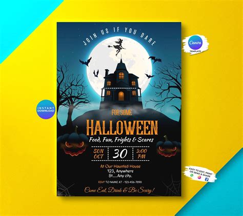 Editable Halloween Party Invitation Halloween Scary Party Etsy