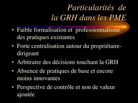 PPT La Gestion Des Ressources Humaines Dans Les PME PowerPoint