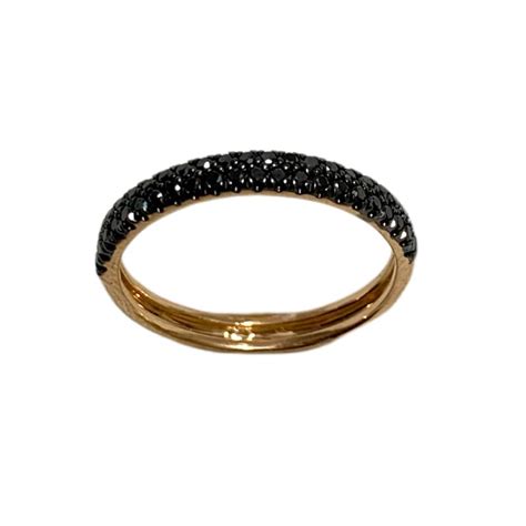 Anillo Oro Rosa Y Diamantes Negros