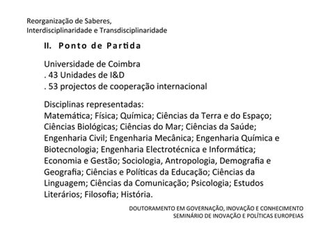 Reorganização De Saberes Interdisciplinaridade E Transdisciplinaridade