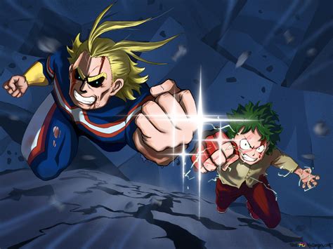 My Hero Academia Two Heroes All Might And Izuku Midoriya Hd Wallpaper