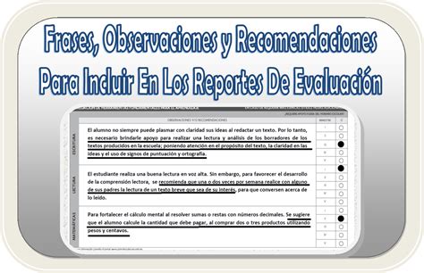 Frases Observaciones Y Recomendaciones Para Incluir En Los Reportes De