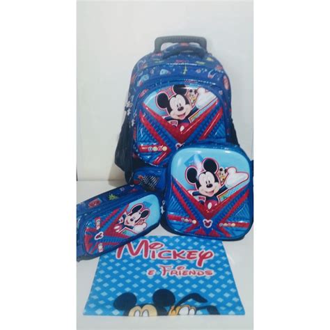 Kit Mochila De Rodinhas Infantil Mickey Mouse No Shoptime