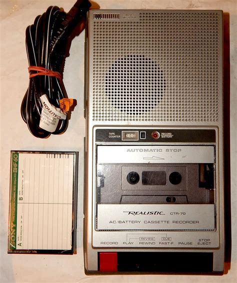 Realistic Radio Shack Portable Cassette Recorder Model Ctr 70 Shoe Box Style