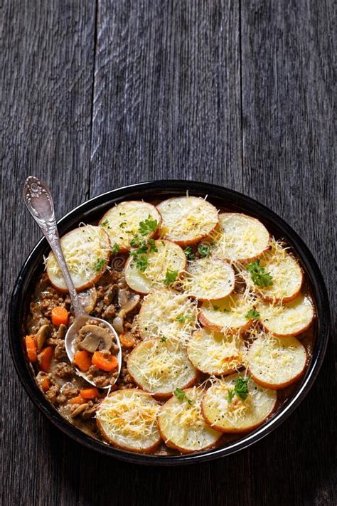 Ground Beef Stew with Mushrooms, Carrots Potatoes Stock Image - Image ...