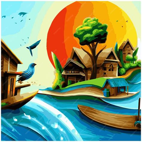 Premium Vector | Free vector village illustration and village background