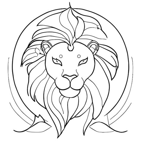 Zodiac Sign Leo Vector Illustration Line Art Premium Ai Generated Vector