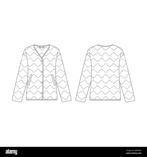 Template Women V Neck Down Jacket Vector Illustration Flat Design