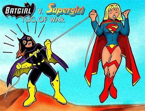 Batgirl V Supergirl Tug Of War Batgirl Comic Book Cover Supergirl