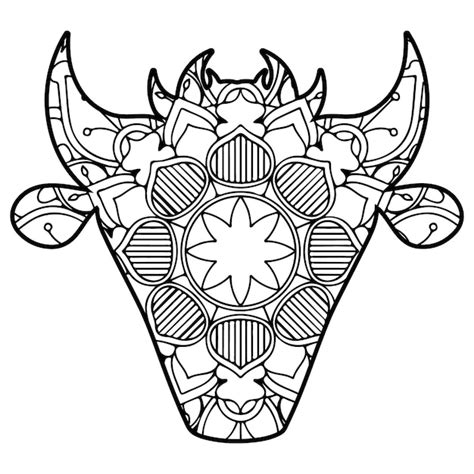 Premium Vector | Hand draw bull mandala coloring page