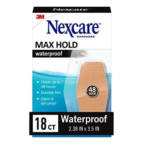 Nexcare Max Hold Waterproof Bandages Comfortable Low Profile Film