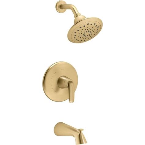 Kohler Avail Vibrant Moderne Brushed Brass 1 Handle Bathtub And Shower Faucet With Valve In The