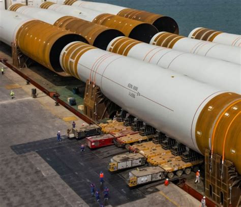 Xxl Monopiles For Moray West Arrive At Sarens Psg For Marshalling