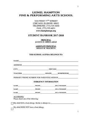 Fillable Online Lionel Hampton Fine Performing Arts School Student