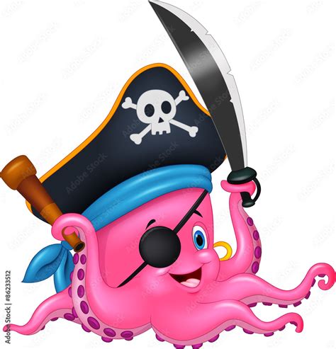 Cartoon pirate octopus Stock Vector | Adobe Stock