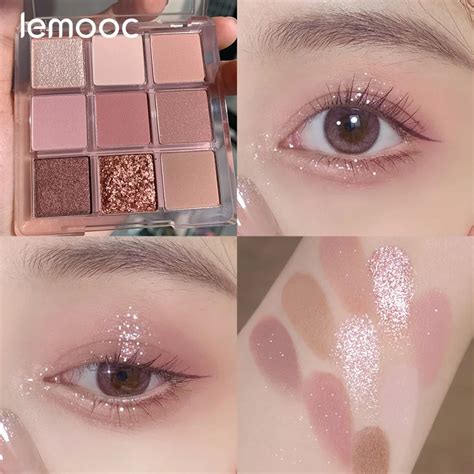 Lemooc New Nine Color Eyeshadow Palette Rose Pink Color Pearly Matte