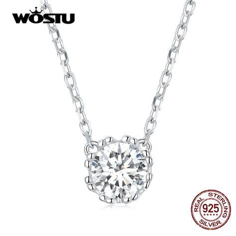 WOSTU Gargantilla Ajustable De Plata De Ley 17 7 De 925 Pulgadas Para