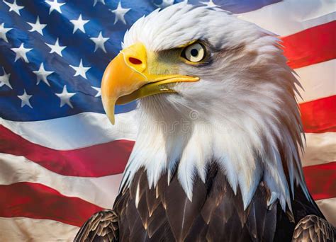 American Flag with Bald Eagle Stock Image - Image of wing, democracy ...