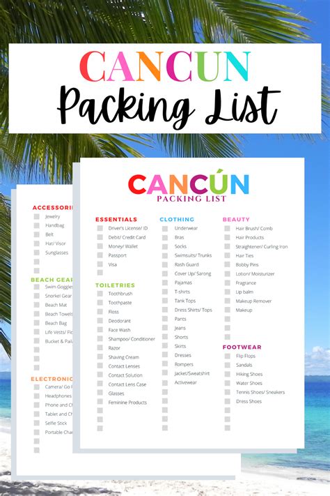 Cancun Packing List | Mexico Vacation | Travel Cancun Packing List, Beach Vacation Packing List ...