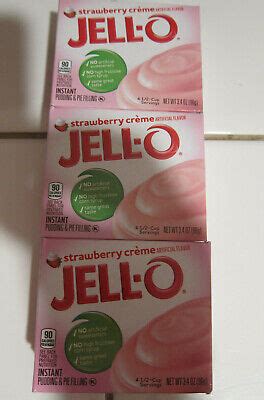 JELL O Strawberry Creme Instant Pudding Pie Filling 3 4 Oz 3 Boxes