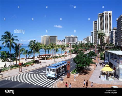 Kalakaua Ave Honolulu Hawaii Stock Photo Alamy