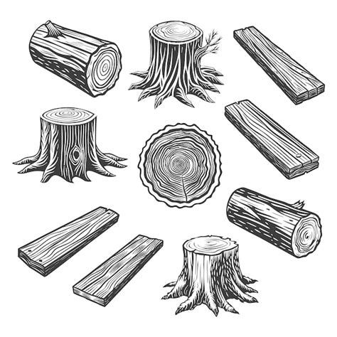 Premium Vector Set Of Wood Logs For Forestry And Lumber Industry