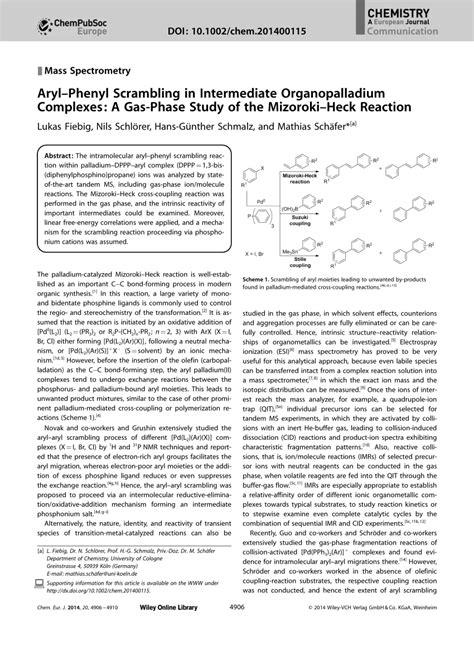 Pdf Aryl Phenyl Scrambling In Intermediate Organopalladium Complexes