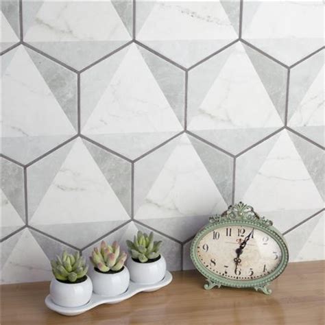 Classico Carrara Hexagon Peak Mosaic Tile Tez Marble