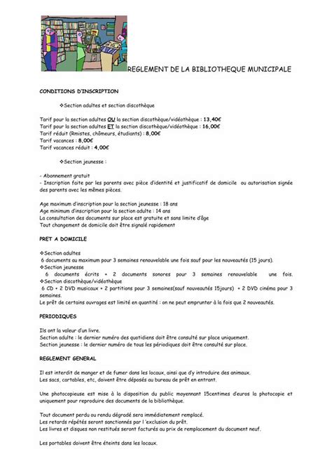 Pdf Reglement De La Bibliotheque Pdf File Documents Au Maximum