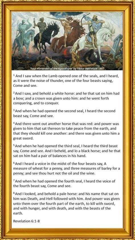 Revelation 6:1:8 King James Bible - painting 'Four Horsemen of the ...