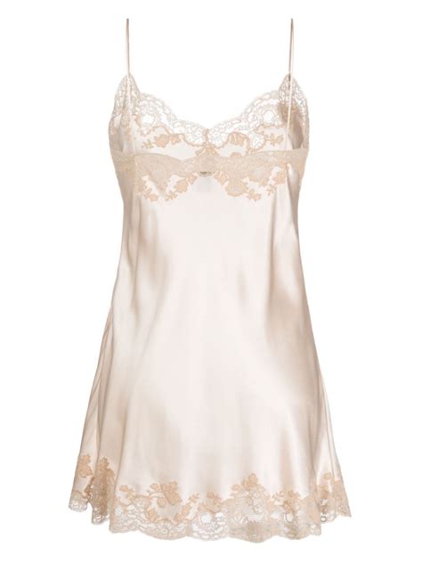 Carine Gilson Embroidered Lace Silk Satin Slip Dress Farfetch