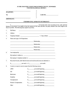 Fillable Online Nashvillegov Chancery Court Uniform Affidavit Fax