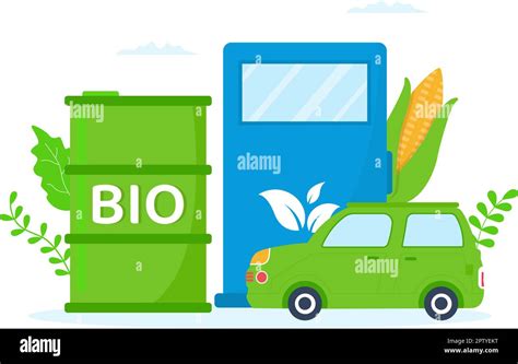 Biofuel Life Cycle Of Natural Materials And Plants With Green Barrels