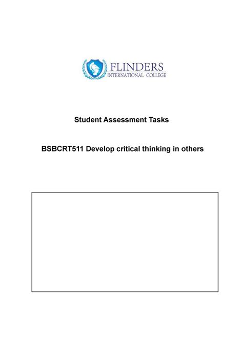 Bsbcrt Student Assessment Tasks Student Assessment Tasks