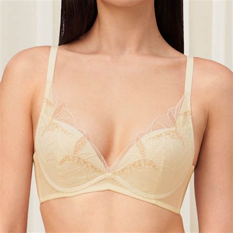 Triumph Aqua Paradise Wired Push Up Deep V Bra Ivory Og Singapore