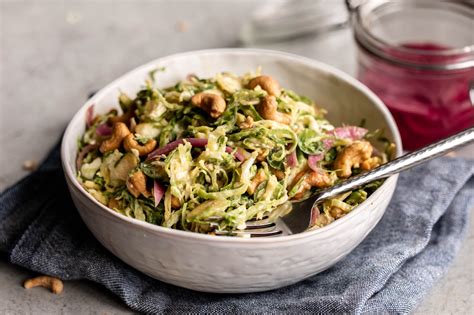 Shredded Brussels Sprouts Salad Cooking With Cocktail Rings