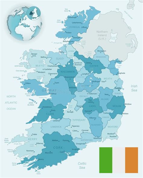 Mapa Administrativo Detalhado Da Irlanda Pavilhão De País E